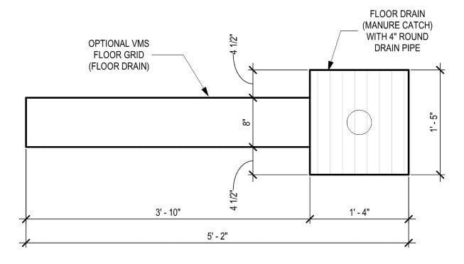 Figure 3. Plan view showing floor drains under VMS